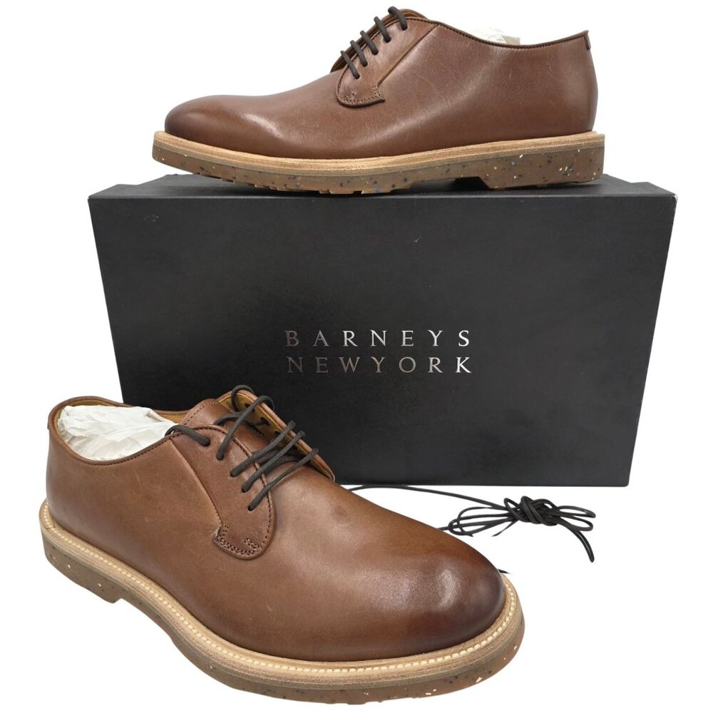 NEW Barneys New York 7656 Maine Burnished Brown Leather Derby Men 8.5 Dress Shoe - Picture 15 of 16